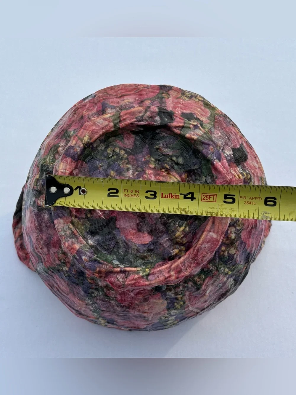 Vtg Handmade Decoupage Woven Basket Floral Catchall Bowl Pink Cottagecore Shabby